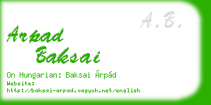 arpad baksai business card