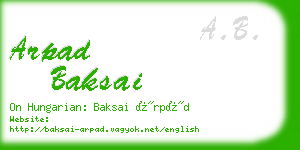 arpad baksai business card